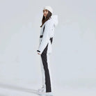 Women’s High Neck Hooded One Piece Ski Suit for Winter Sports