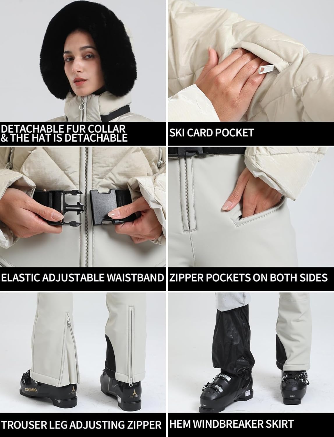 Womens Ski Suits Down One Piece Snowsuit Waterproof Snowboard Jumpsuits