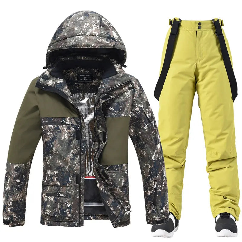 Floral Women's Ski Jacket and Bib Pants Winter Set