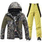 Women’s Floral Printed Snow Jacket and Bib Pants Winter Set