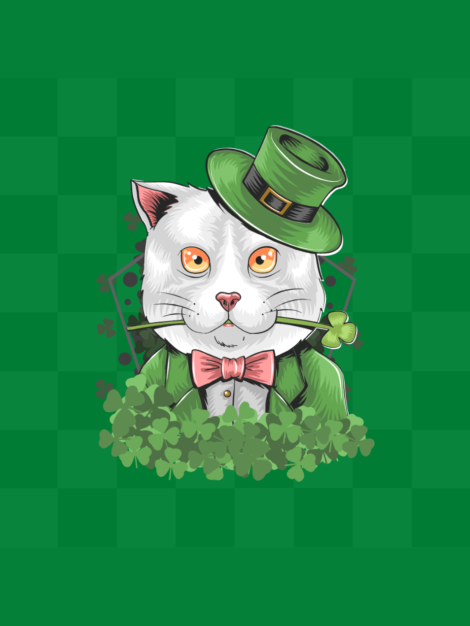 240g Gentle Cat Printed Cotton T-shirt for St. Patrick's Day Emma Bridess