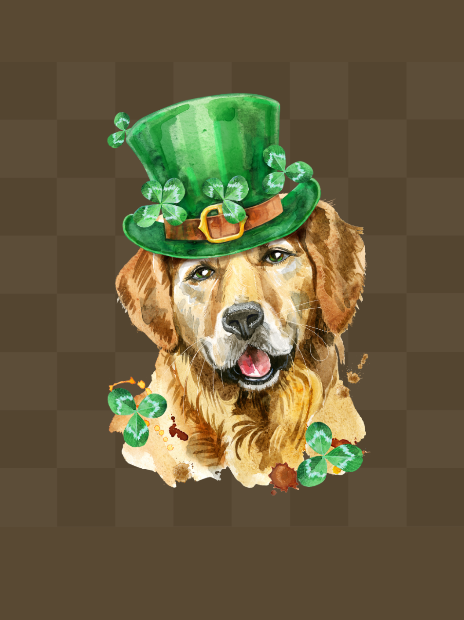 240g Golden Retriever Printed Cotton T-shirt for St. Patrick's Day Emma Bridess