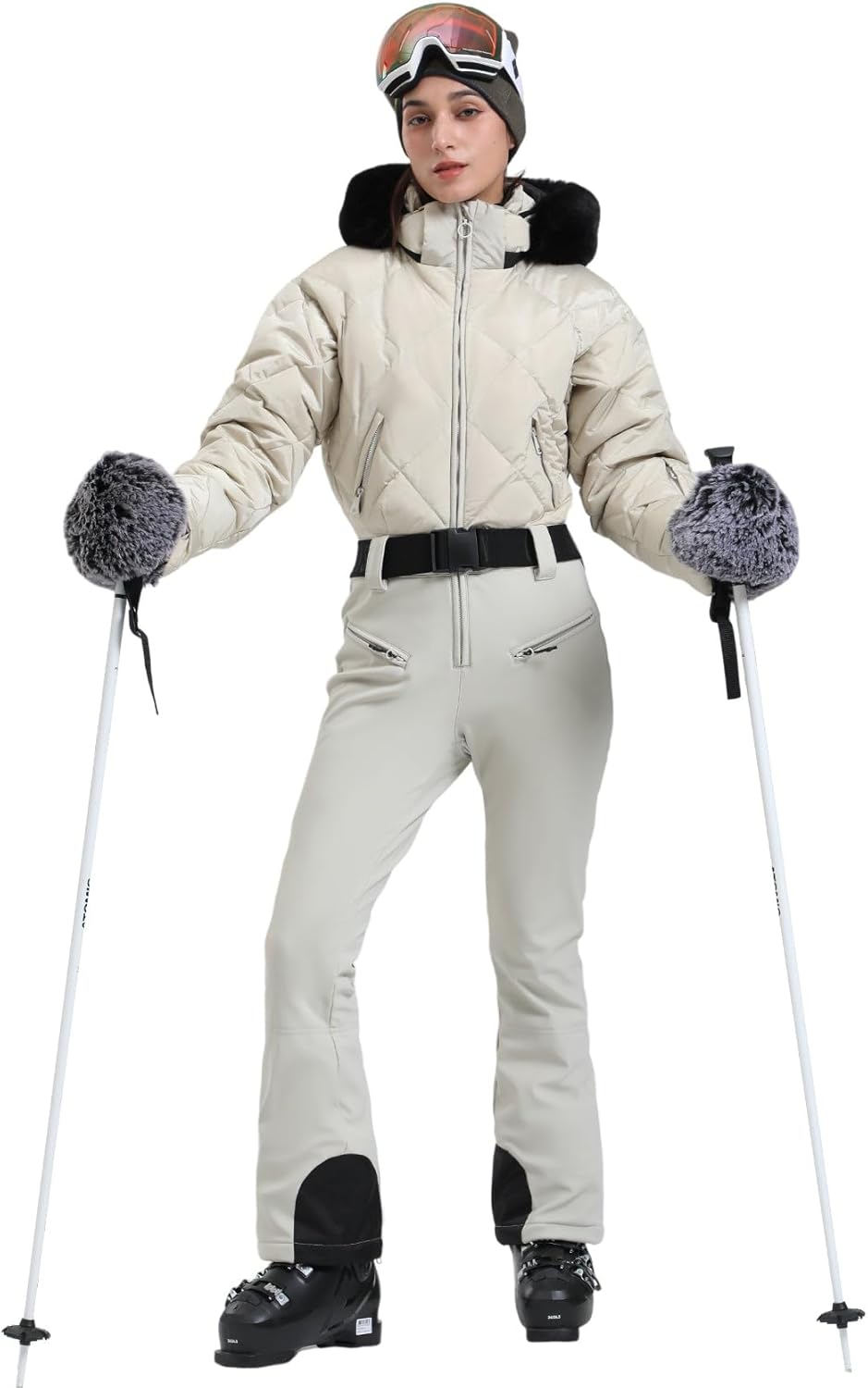 Womens Ski Suits Down One Piece Snowsuit Waterproof Snowboard Jumpsuits