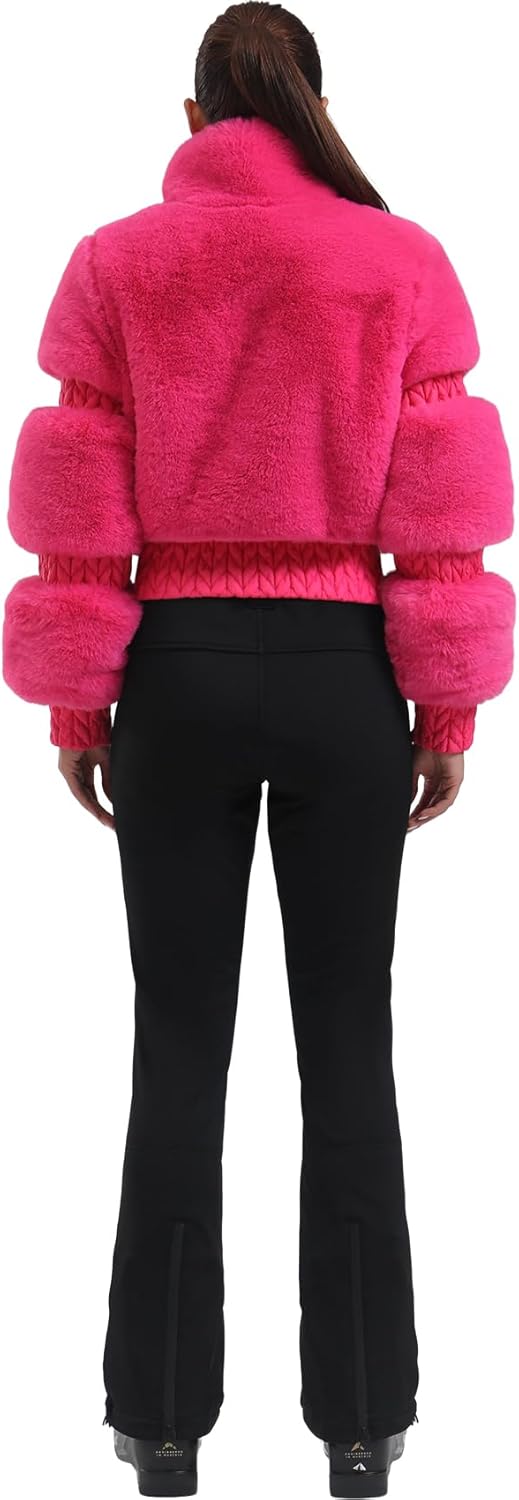 Women Ski Jacket Faux Fur Snowboard Coat Snow Cropped Jacket Winter Outdoor