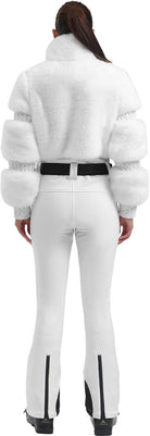 Women Ski Suit One Piece Snowsuit Snowboard Faux Fur Collar Slim Jumpsuit