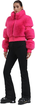 Women Ski Jacket Faux Fur Snowboard Coat Snow Cropped Jacket Winter Outdoor