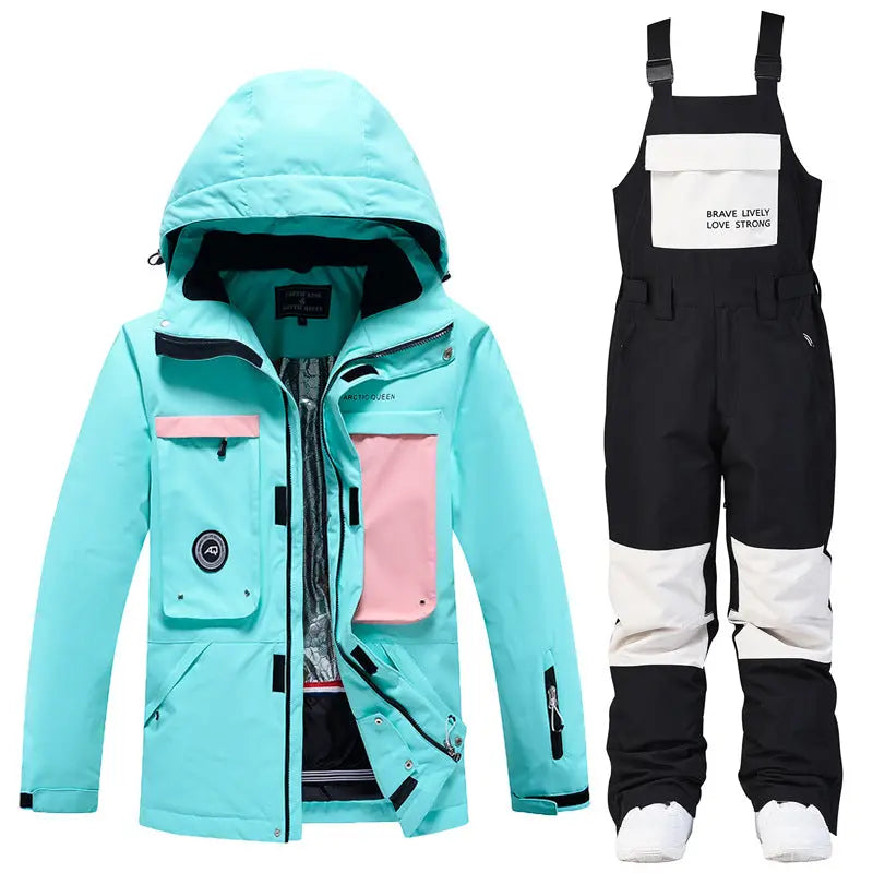Women’s Hooded One Piece Snowsuit Winter Ski Overalls