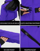 Women's Ski Jacket Snowboard Warm Winter Short Slim Snow Coat Jacket