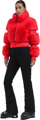 Women Ski Jacket Faux Fur Snowboard Coat Snow Cropped Jacket Winter Outdoor