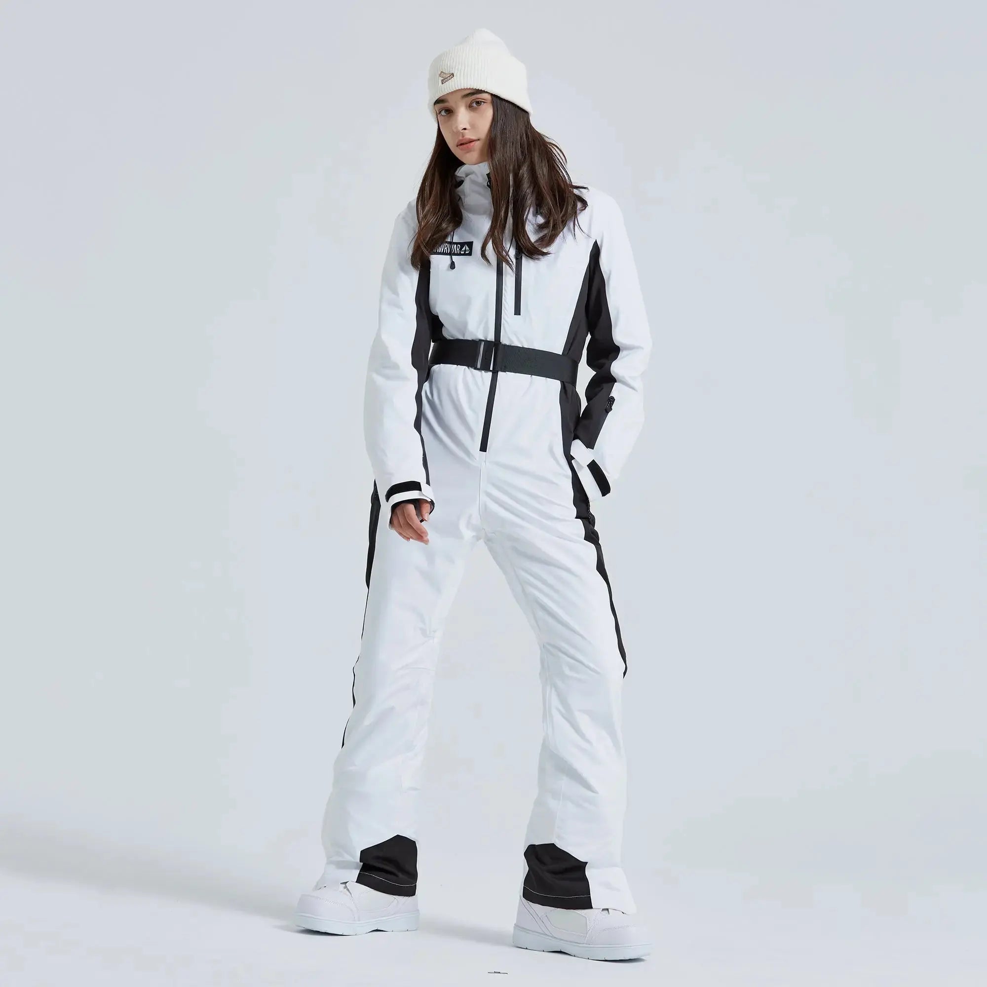 High Neck Hooded One Piece Ski Suit for Women