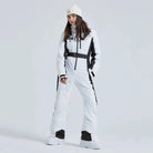 Women’s High Neck Hooded One Piece Ski Suit for Winter Sports