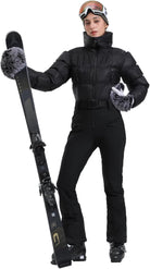 Womens Ski Suits Down One Piece Snowsuit Waterproof Snowboard Jumpsuits