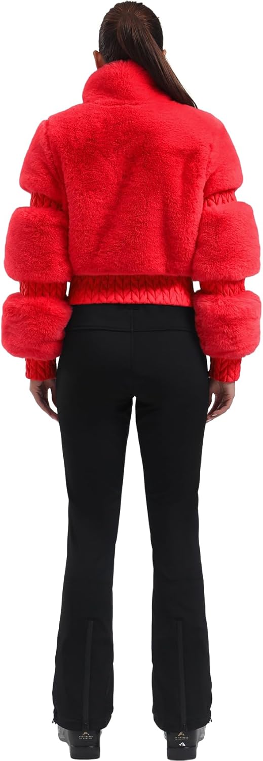Women Ski Jacket Faux Fur Snowboard Coat Snow Cropped Jacket Winter Outdoor