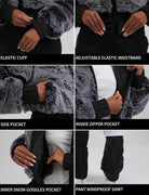 Women Ski Suit One Piece Snowsuit Snowboard Faux Fur Collar Slim Jumpsuit
