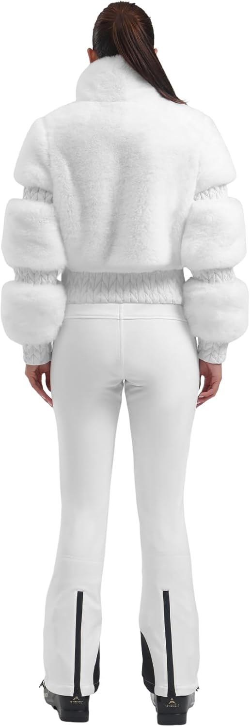 Women Ski Jacket Faux Fur Snowboard Coat Snow Cropped Jacket Winter Outdoor