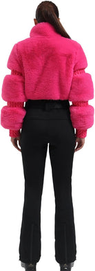 Women Ski Suit One Piece Snowsuit Snowboard Faux Fur Collar Slim Jumpsuit