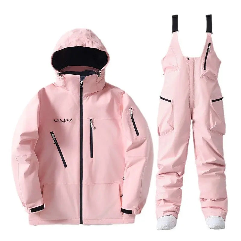 Insulated Ski Jacket and Bib Pants Set for Winter Sports