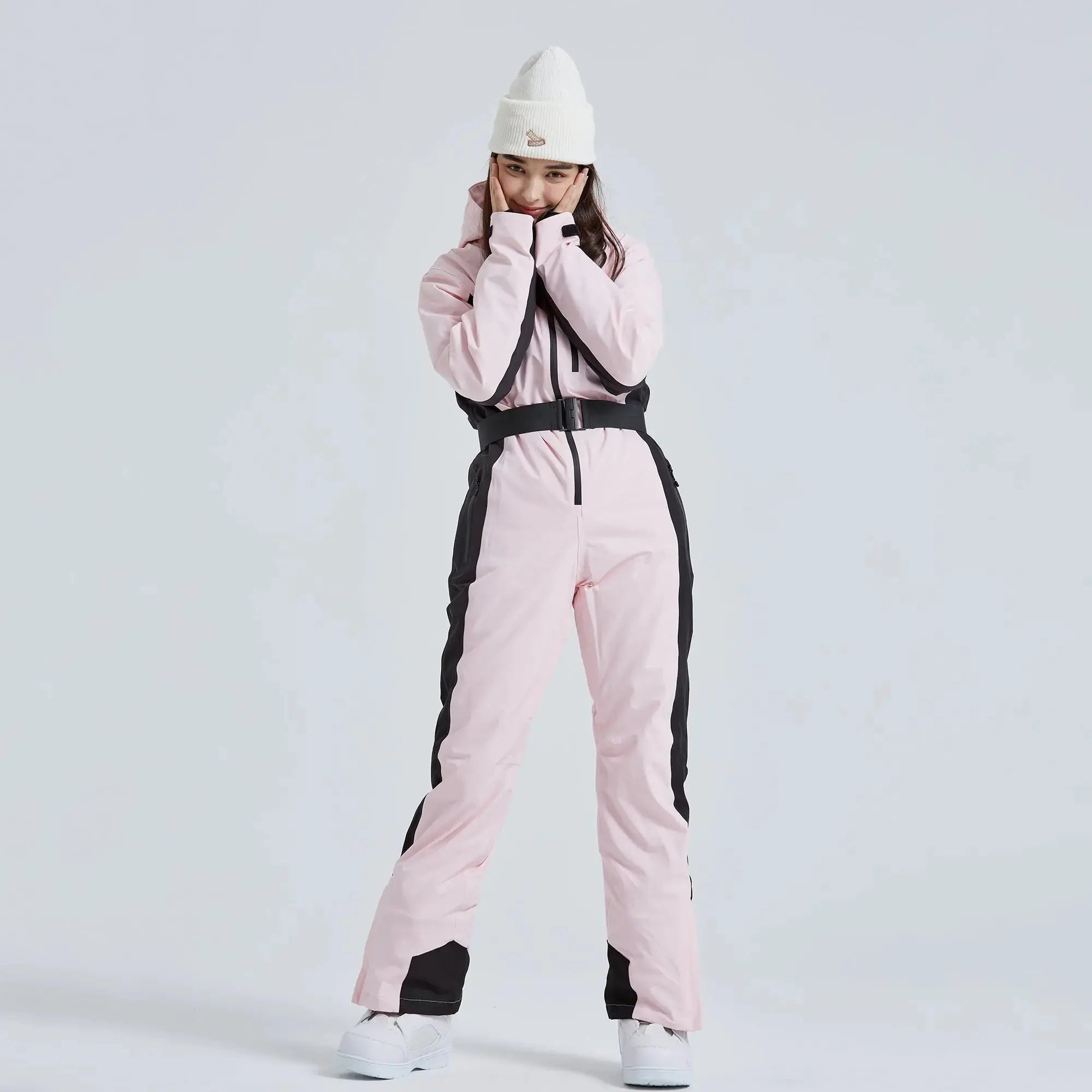 High Neck Hooded One Piece Ski Suit for Women