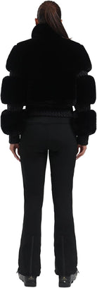Women Ski Jacket Faux Fur Snowboard Coat Snow Cropped Jacket Winter Outdoor