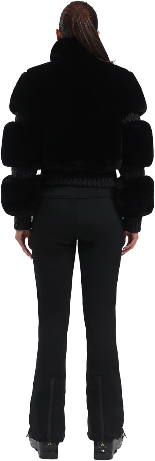 Women Ski Jacket Faux Fur Snowboard Coat Snow Cropped Jacket Winter Outdoor