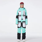 Unisex One Piece Ski Suit Patchwork Snowwear for Winter Sports