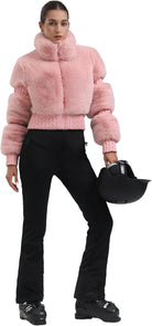 Women Ski Jacket Faux Fur Snowboard Coat Snow Cropped Jacket Winter Outdoor