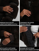 Women Ski Jacket Faux Fur Snowboard Coat Snow Cropped Jacket Winter Outdoor