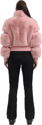 Women Ski Jacket Faux Fur Snowboard Coat Snow Cropped Jacket Winter Outdoor