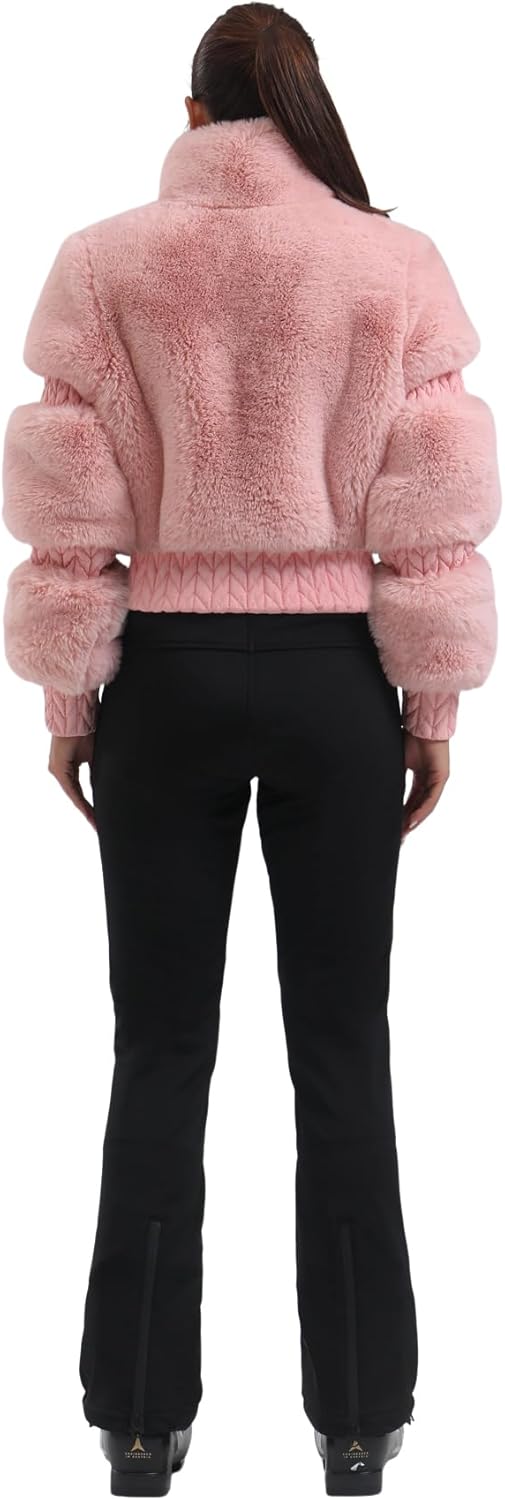 Women Ski Jacket Faux Fur Snowboard Coat Snow Cropped Jacket Winter Outdoor