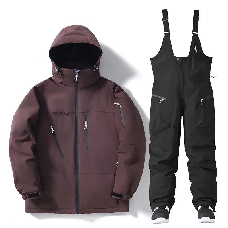 Insulated Ski Jacket and Bib Pants Set for Winter Sports