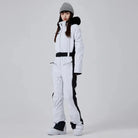 Women’s High Neck Hooded One Piece Ski Suit for Winter Sports