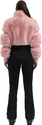 Women Ski Suit One Piece Snowsuit Snowboard Faux Fur Collar Slim Jumpsuit