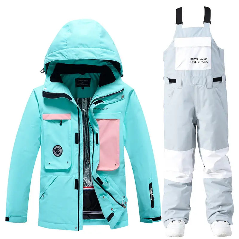 Women’s Hooded One Piece Snowsuit Winter Ski Overalls