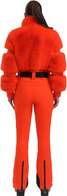 Women Ski Suit One Piece Snowsuit Snowboard Faux Fur Collar Slim Jumpsuit