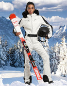 Women's One Piece Ski Suits Slim Waterproof Jumpsuits