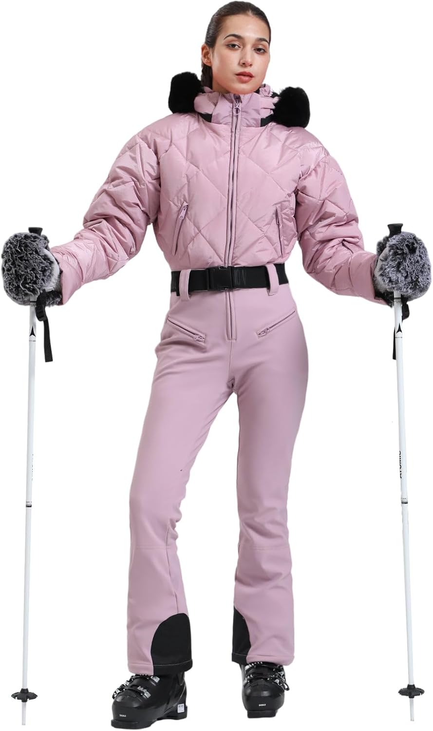 Womens Ski Suits Down One Piece Snowsuit Waterproof Snowboard Jumpsuits