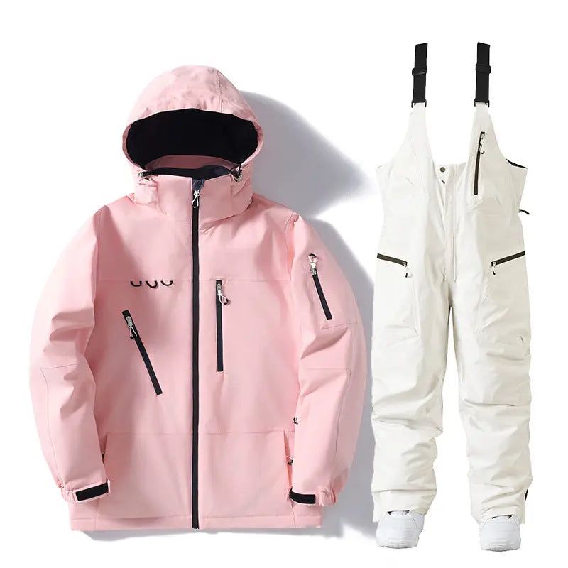 Insulated Ski Jacket and Bib Pants Set for Winter Sports