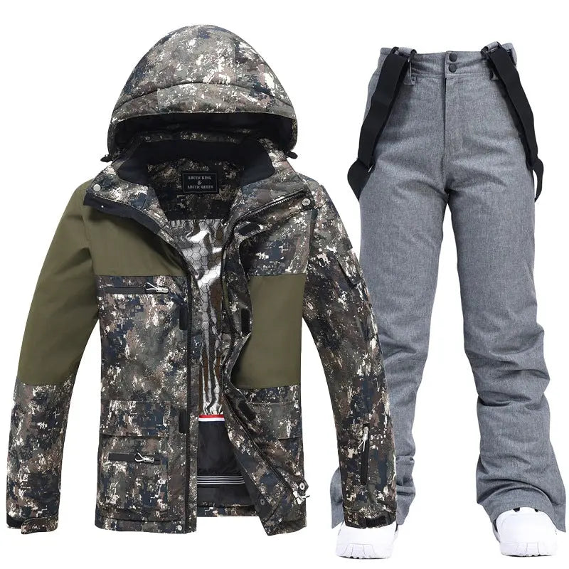 Floral Women's Ski Jacket and Bib Pants Winter Set