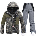 Women’s Floral Printed Snow Jacket and Bib Pants Winter Set