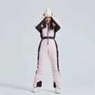 Women’s High Neck Hooded One Piece Ski Suit for Winter Sports