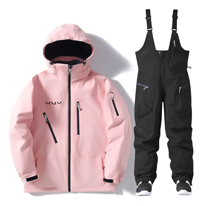 Insulated Ski Jacket and Bib Pants Set for Winter Sports