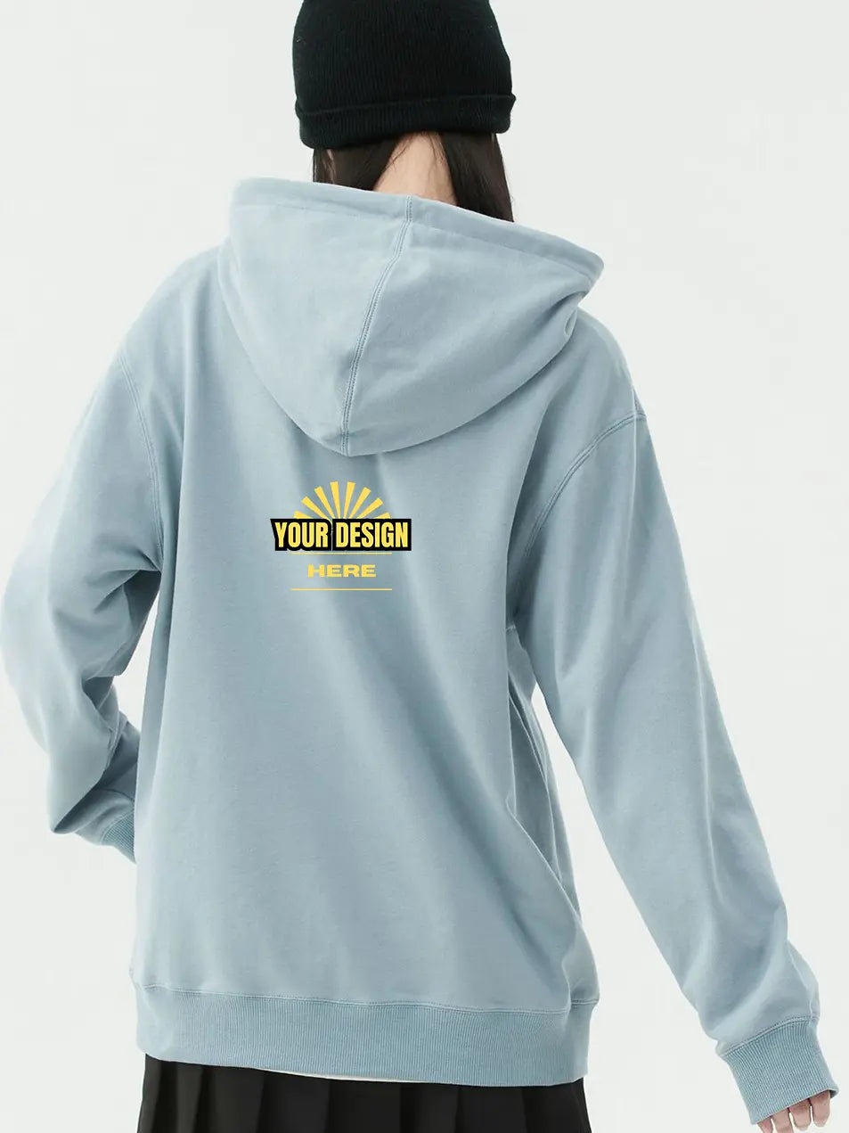 Custom Women's Casual Solid Color Pullover Hooded 