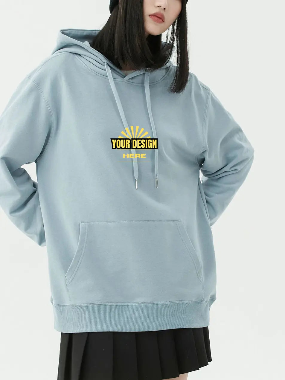 Custom Women's Casual Solid Color Pullover Hooded 