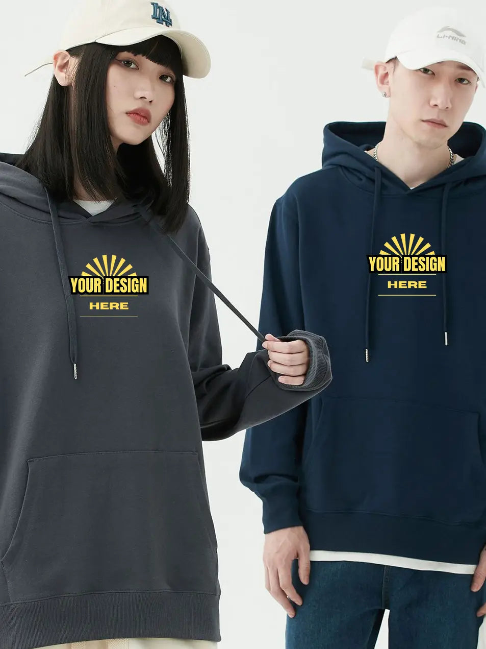 Custom Women's Casual Solid Color Pullover Hooded 