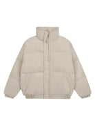 Drawstring Plain Puffer Thick Pockets Coat