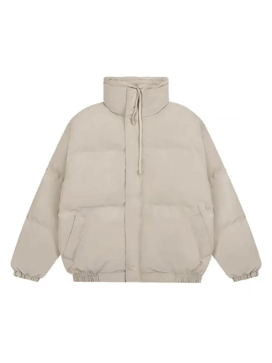 Drawstring Plain Puffer Thick Pockets Coat
