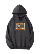 Vintage Line Cartoon David Printed Cotton Hoodie Emma Bridess