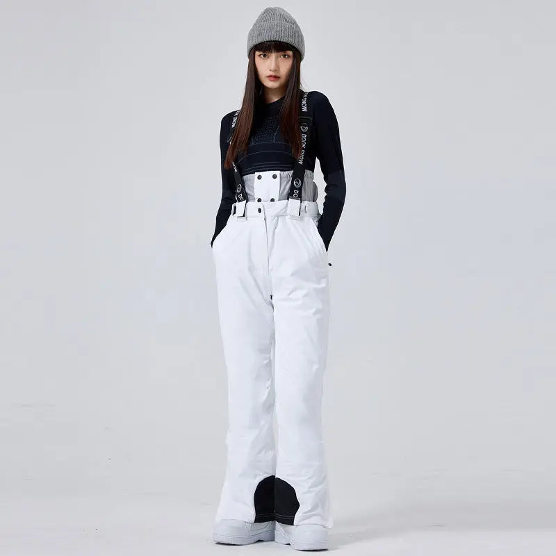 Women Insulated One Piece Snow Bib Pants Chic Ski Snow Suit