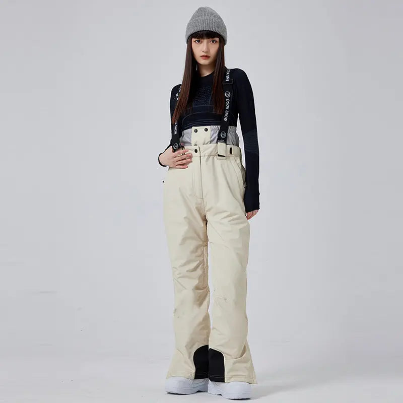 Women Insulated One Piece Snow Bib Pants Chic Ski Snow Suit