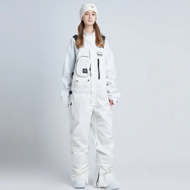Couple Style Classical Snow Bibs Pants with Pockets Unisex